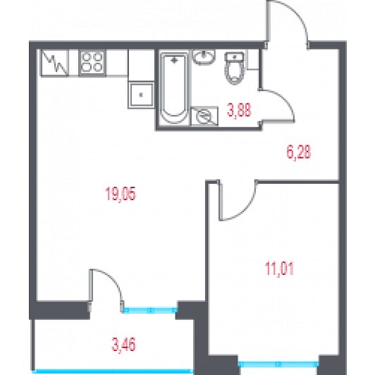 Квартира 2E-комнатная