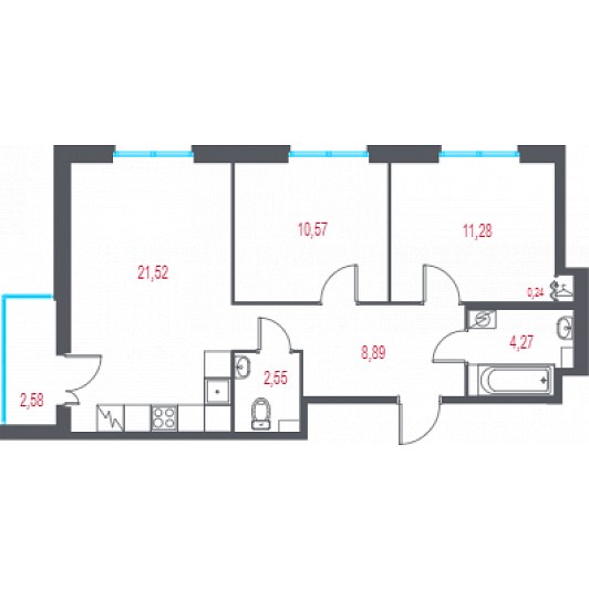 Квартира 3E-комнатная