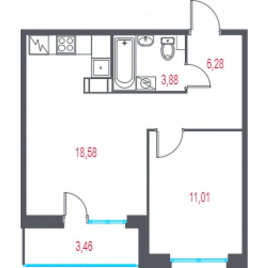 Квартира 2E-комнатная
