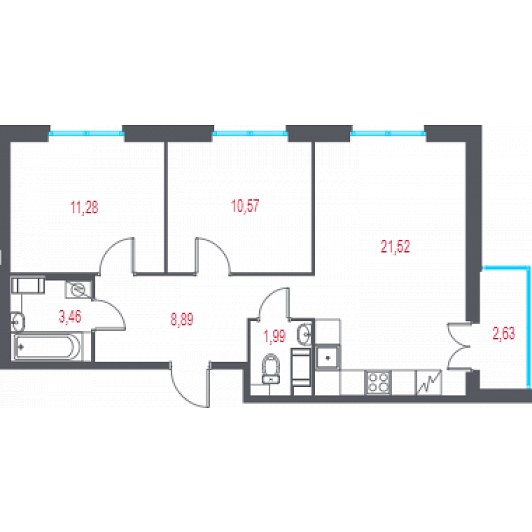 Квартира 3E-комнатная