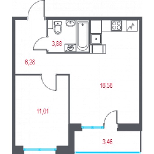 Квартира 2E-комнатная