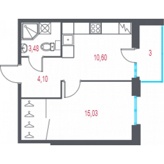 Квартира 1-комнатная