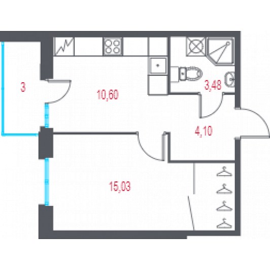 Квартира 1-комнатная