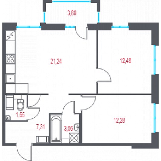 Квартира 3E-комнатная
