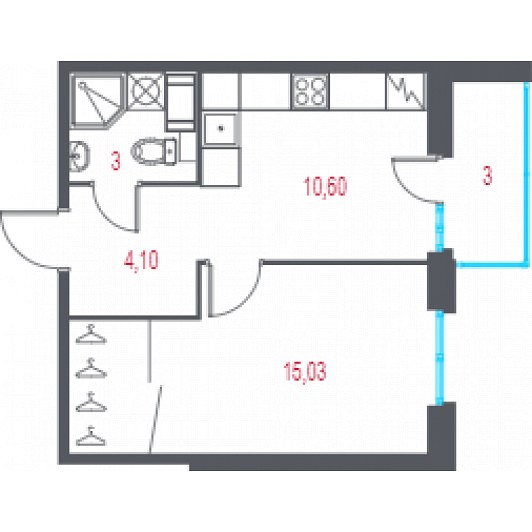 Квартира 1-комнатная