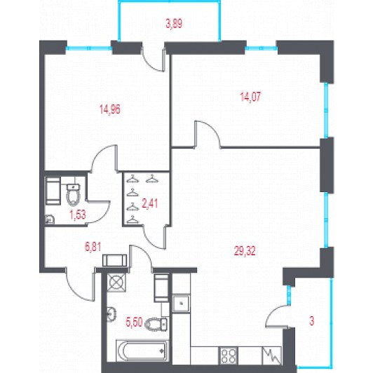 Квартира 3E-комнатная
