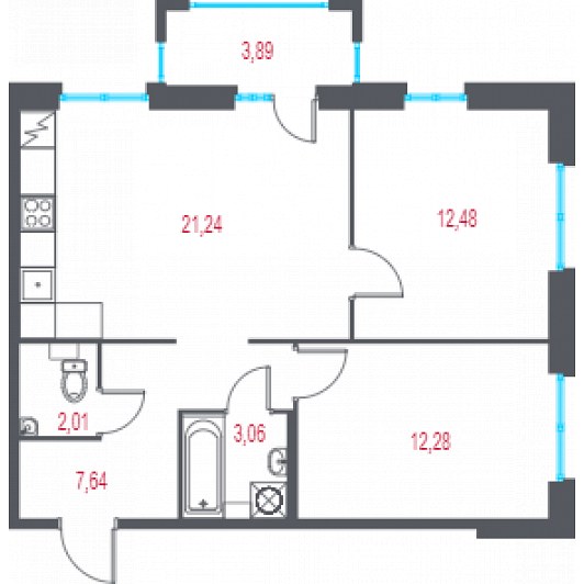 Квартира 3E-комнатная