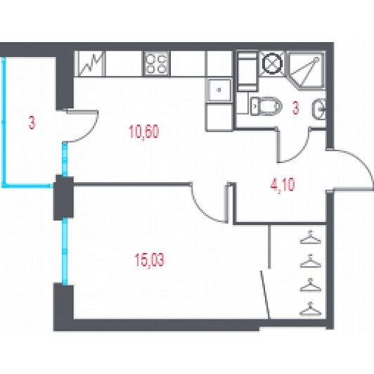 Квартира 1-комнатная