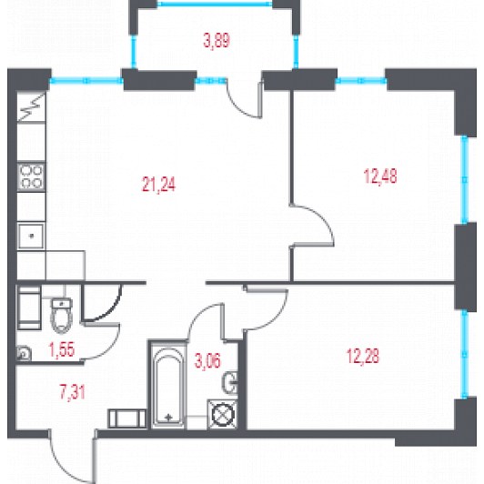 Квартира 3E-комнатная