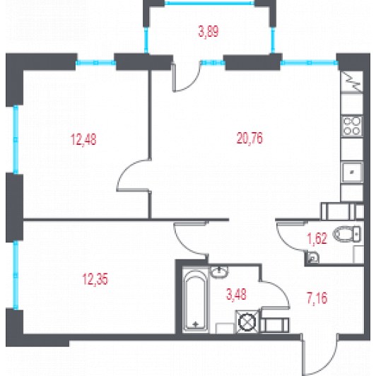 Квартира 3E-комнатная