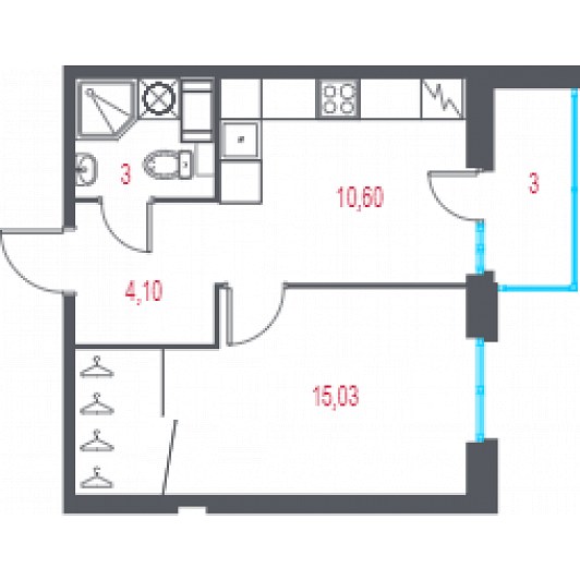 Квартира 1-комнатная